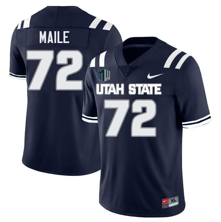 Utah State Aggies #72 George Maile College Football Jerseys Stitched-Navy